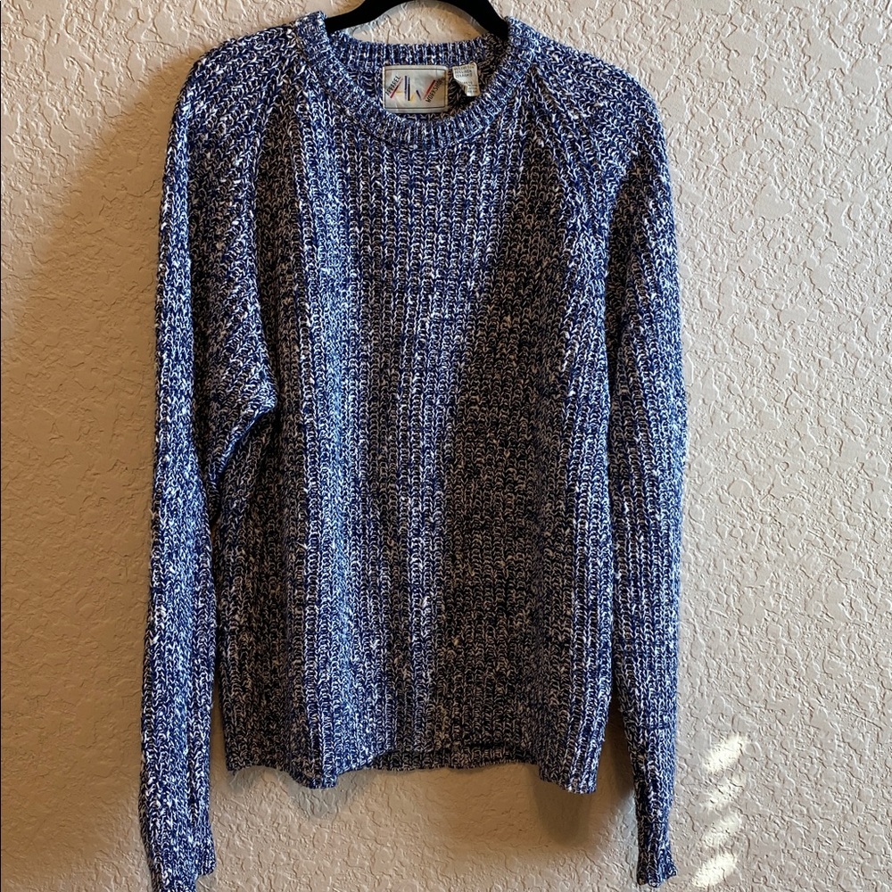 Apparel Workshop Vintage Blue/White Knit Sweater Size Large Women